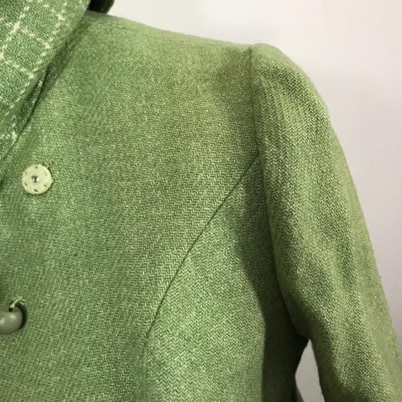 Vintage Pickfair Place Women’s small Union Made Green Check Wool Coat Union Made - Picture 12 of 12
